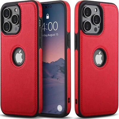 Funda de cuero a prueba de golpes para iPhone 16e 15 14 Plus 13 12 11 Pro X Max 7 8 Foto 1 de 4