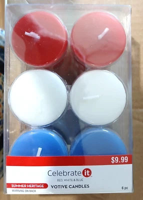 Votive Candles  set of 6 Red White Blue Patriotic New - Image 1 of 2
