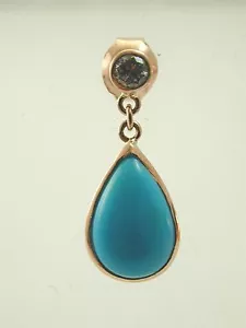 Turquoise & diamond tear drop earrings 9 carat rose gold natural turquoise ast - Picture 1 of 10