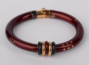 Bracciale La Nouvelle Bague in oro giallo 18 carati, argento sterling 925 e smalto rosso - Foto 1 di 19