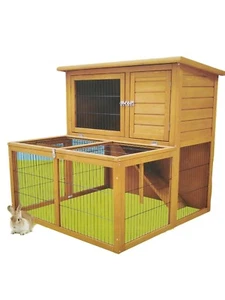 Wood Wire Animal Enclosure Cage Pen Hutch House Guinea Pigs Rabbits Chicken Coop - Picture 1 of 2