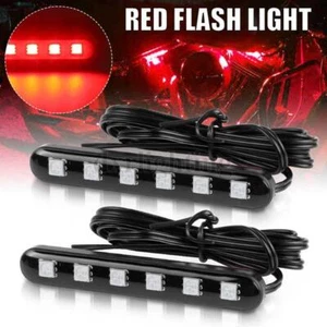2X Motorcycle ATV LED Strobe Flashing Rear Stop Brake Tail Light Red Mini Strip - Foto 1 di 9