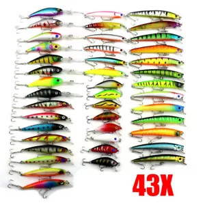43pcs Mixed Fishing Lures Bulk Murray Cod Freshwater Bream Minnow Baits Outdoor - Picture 1 of 8