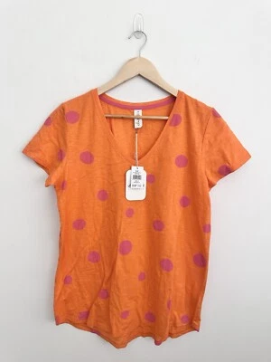 New Elm Dottie Circle Spot Cotton T-shirt Top in Orange / Pink Size 10 RRP$64 - image 1 of 4