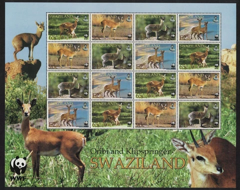 Swaziland WWF Klipspringer and Oribi Sheetlet of 4 sets 2001 MNH SG#704-707 Cover