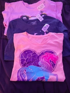 3 Girls Shirts, Brand New with Tags, Rainbow, Unicorn and Butterfly. - Picture 1 of 7
