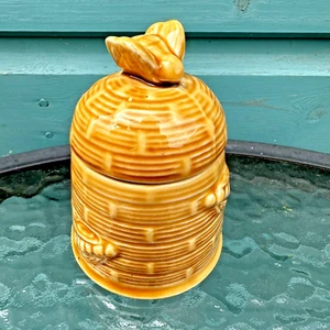 Vintage Honey Pot, Jar with Bees on Bee Hive, Basket Pattern - Never Unused - Picture 1 of 13