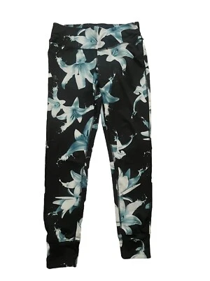 Salomon Women's Mantra Tech Leggings Size M Floral Black Blue White Activewear - Image 1 of 4