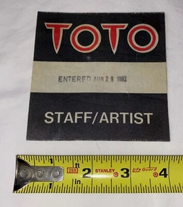 Toto IV 1982 Tour Staff/Artista pass backstage nero RARO! - Foto 1 di 2