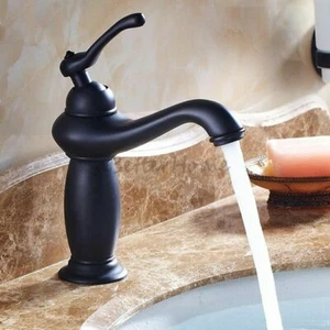 Euro Art Bathroom Single Hole Sink Faucet Wash Basin Water Mixer Tap Black Solid - Picture 1 of 3