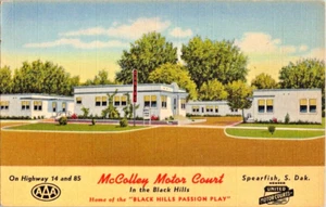 McColley Motor Court Spearfish South Dakota linen postcard a94 - Picture 1 of 2