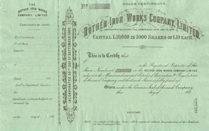 Rother Iron Works Company Limited 188_ Certificado de acciones sin emitir - Imagen 1 de 1