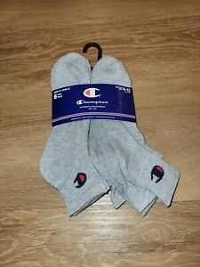 Champion Mens Ankle Socks 6 Pairs Shoe Size 6-12 New Grey Blue