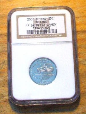 2002-S NGC - Proof 69 State Quarter ULTRA CAMEO - INDIANA - Image 1 of 2