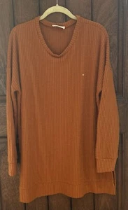 ZENANA Damen Pullover Pulli Langarm Large Rost Gerippt Seitenschlitze EUC - Bild 1 von 7