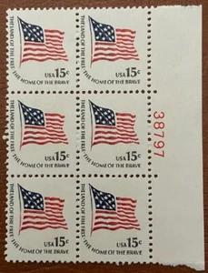 Estampillas de Estados Unidos Catálogo Scott #1597 ¡Bloque numerado de seis!  ¡Envío bajo! - Imagen 1 de 1