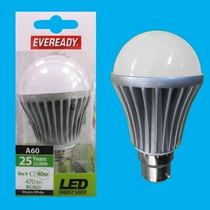 25x 8W (=40W) LED GLS A60 Warm White 3000K Light Bulbs, Bayonet Cap B22 Lamps - Picture 1 of 2