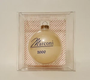 Marconi 2000 Holiday Greetings Frosted Glass Christmas Ornament Memorabilia - Picture 1 of 5