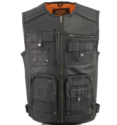 Milwaukee Leather MLM3580 Mens Large Utility-Multi Pocket Vest Motorcycle Biker - Image 1 of 4