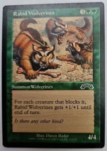 MTG Magic The Gathering Card Rabid Wolverines Summon Wolverines Green Exodus - Picture 1 of 2