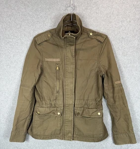 H&M Jacket Womens Small Olive Green Utility Military Style Cotton Zip Pockets - Picture 1 of 17