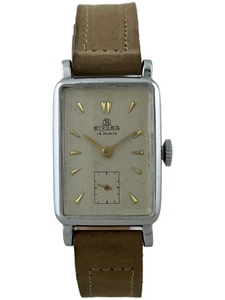 Art Deco Herrenarmbanduhr Bifora Handaufzug, hellbraunes Armband, funktioniert - Bild 1 von 5