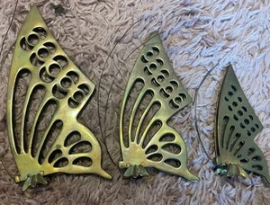 MCM Vintage Brass Butterfly Figurines Interpur Taiwan Set Of 3 - Picture 1 of 12