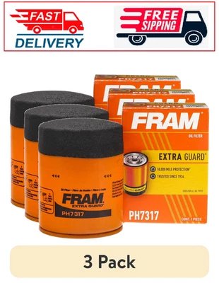 (3 pack) FRAM Extra Guard Oil Filter, PH7317, 10K Miles,Replacement Oil Filter Foto 1 de 4