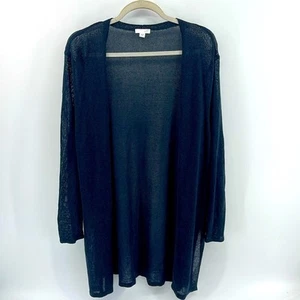 J. Jill linen blend long line open front loose knit light weight cardigan sz XL - Imagen 1 de 6