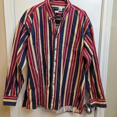 Camisa Alexander Martin Para Hombres XL Rayas Abotonadas Manga Larga Rojo Azul Amarillo Foto 1 de 4