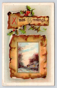 Marco de fotos de saludos de Navidad de colección dividido posterior postal publicada 1911 - Imagen 1 de 2