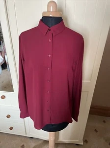 NEW LOOK Ladies Berry Purple Chiffon Long Sleeve Collared Blouse Size 10 - Picture 1 of 9