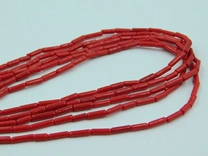 Beautiful Imitation Red Coral Plain Pipe Beads 3MM 14 Inches" Strands Loose Bead - Picture 1 of 5