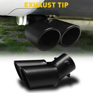 Car Rear Dual Exhaust Pipe Tail Muffler Tip Auto Accessories Replace Kit Black - Picture 1 of 11