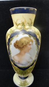 Victorion Glas Vase Antik Vintage Handbemalt 17'' - Bild 1 von 13