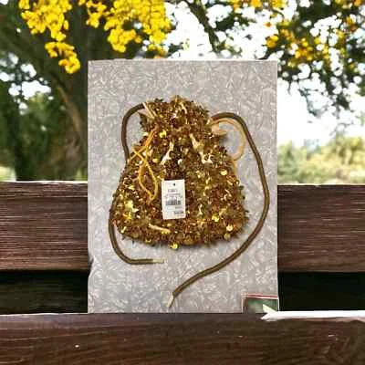 NWT Cato Gold Sequins Embellished Purse Handbag Dressy Party Wedding Drawstring - Image 1 of 4