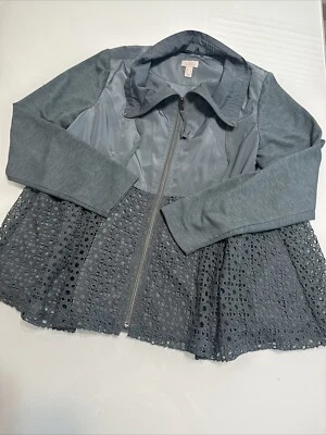 Logo Lori Goldstein Green Embroidery Zipper Jacket Size M Medium S3 EUC  - Image 1 of 4