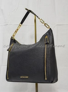 NWT! MICHAEL Michael Kors Matilda Pebbled Leather Shoulder Bag / Hobo in Black - Picture 1 of 12