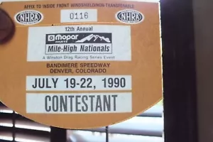 NHRA Official Contestant 1990 Mile-High Nationals Decal - Picture 1 of 1