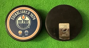Edmonton Oilers NHL Established 1979 Souvenir Puck TEXTURED HERITAGE - Picture 1 of 1