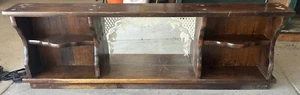Rustic Antique Headboard, dark hardwood with mirror.  - Picture 1 of 6