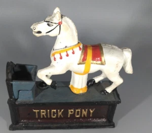 Vintage Trick Pony CAST IRON BANK Taiwan Original - Picture 1 of 13