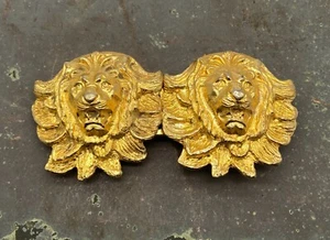 Vintage goldfarbene doppelte Löwenkopf Gürtelschnallen - 5 Zoll - Bild 1 von 5