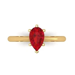 1 tcw Pear Cut Engagement Ring for Women 14K Yellow Gold Tourmaline Promise Ring - Picture 1 of 11