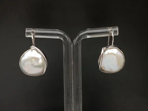 Orecchini donna vere perle barocche monachell argento bianco titolo 925 pendenti - Foto 1 di 9
