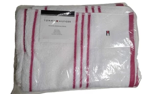 NEW TOMMY HILFIGER PINK STRIPE MODERN AMERICAN 30 X 54 Cotton Bath Towel- NIP - Picture 1 of 2