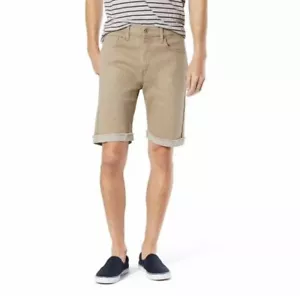 NEW MEN'S SIGNATURE by LEVIS FLAT FRONT FLEX SLIM CUFF TAN JEAN DENIM SHORTS 38 - Picture 1 of 8
