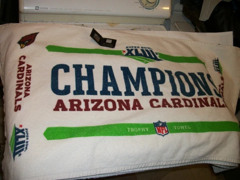 Arizona Cardinals Super Bowl XLIII 43 Champions Trophy Towel 40" X 22" NFL ERROR Cover
