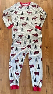NWT Children PJ PLACE Pajama Set Plaid Bear Moose Christmas Tree Adult Unisex XL - Picture 1 of 10