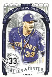 2016 Topps Allen & Ginter Numbers #NG-37 Matt Harvey - N.Y. Mets Baseball Card - Picture 1 of 2